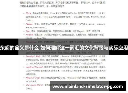 东超的含义是什么 如何理解这一词汇的文化背景与实际应用 东超的含义是什么 如何理解这一词汇的文化背景与实际应用